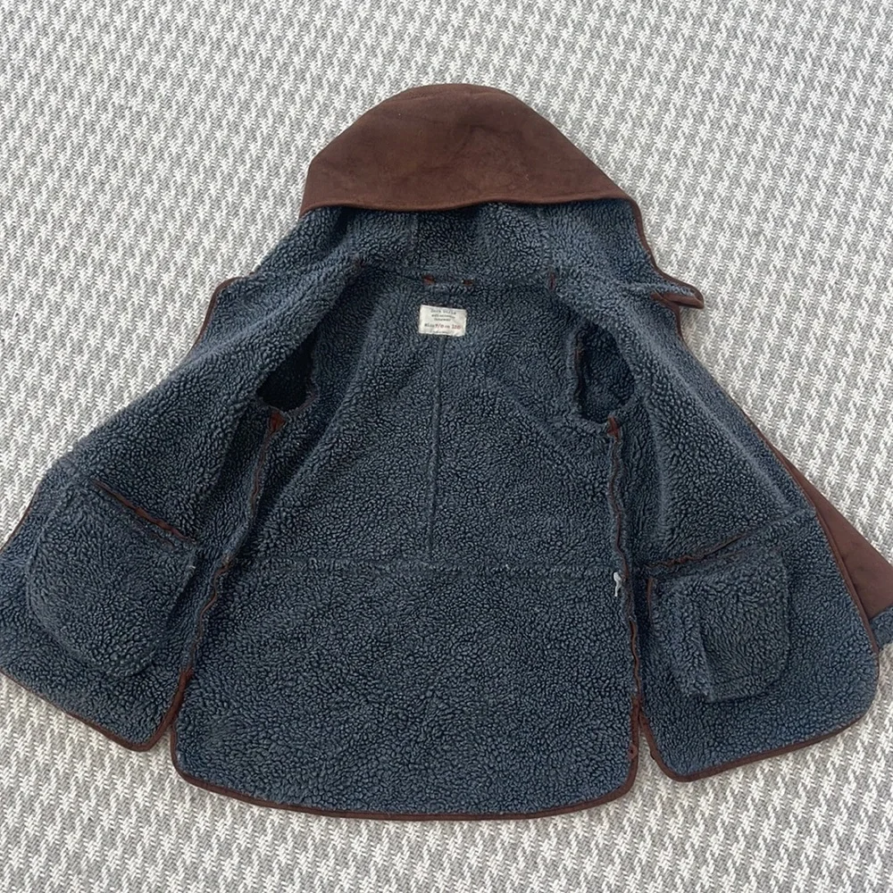 Zara Brown Sherpa Coat Jacket Size 7/8 Girls - Picture 4 of 8